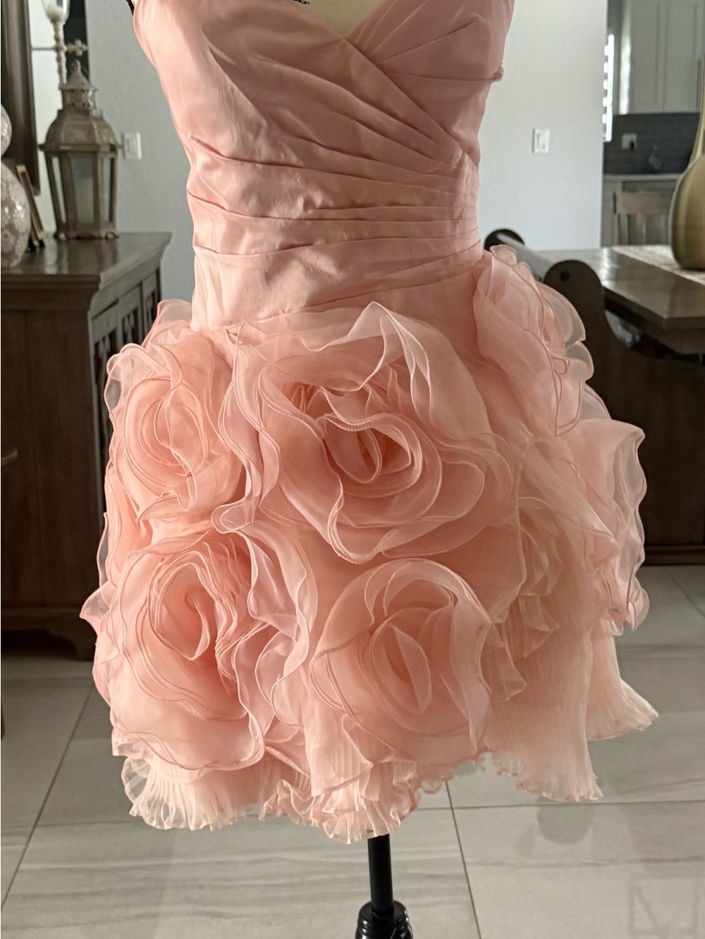 Jovani Blush Pink Rosette Cocktail Dress